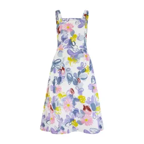 1950s Cotton Abstract Floral Print Sundress