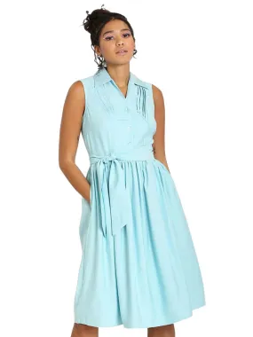 1950s Vintage Style Sky Blue Sleeveless Day Dress