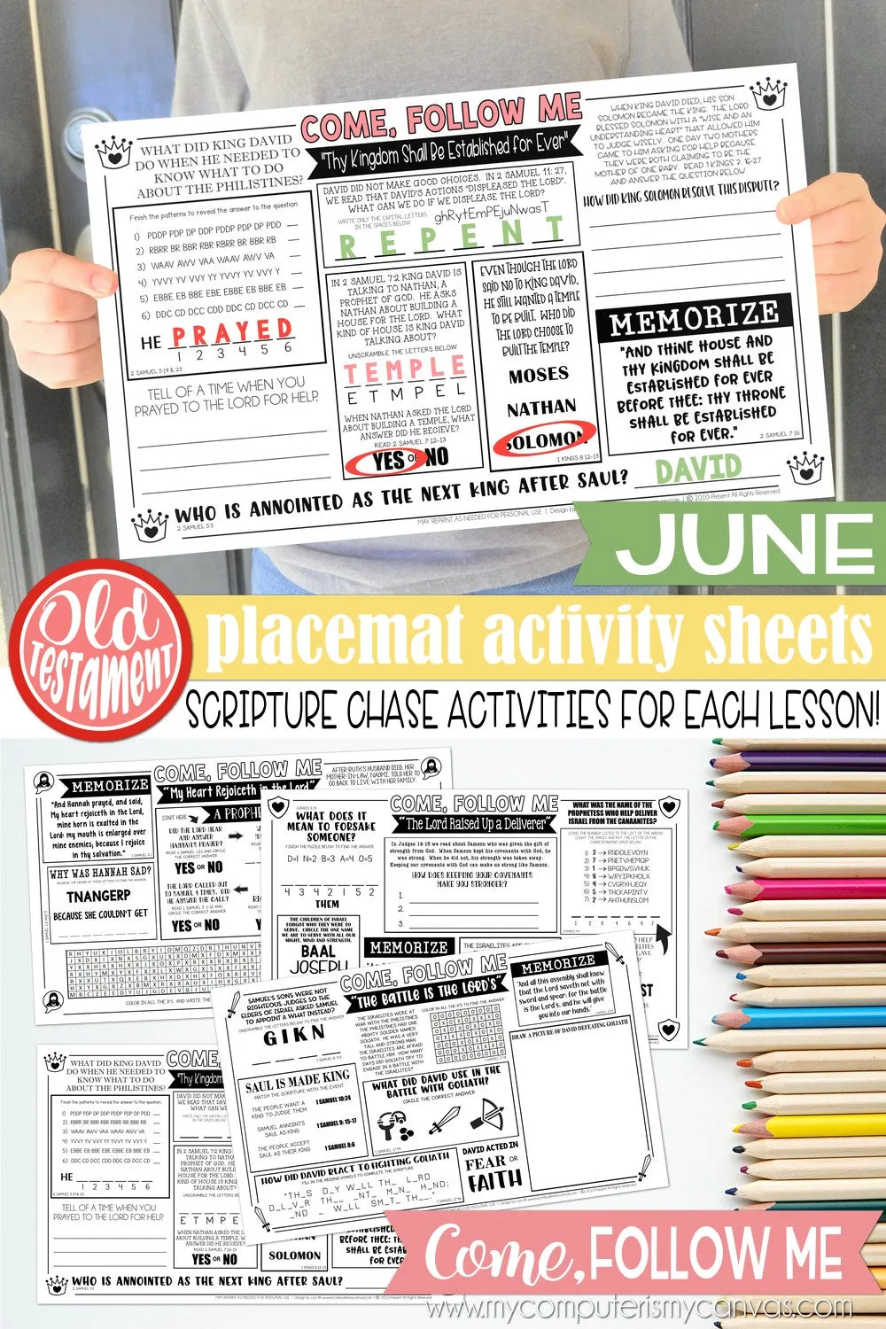 2022 CFM Old Testament Placemat Activity Sheets {JUNE} PRINTABLE