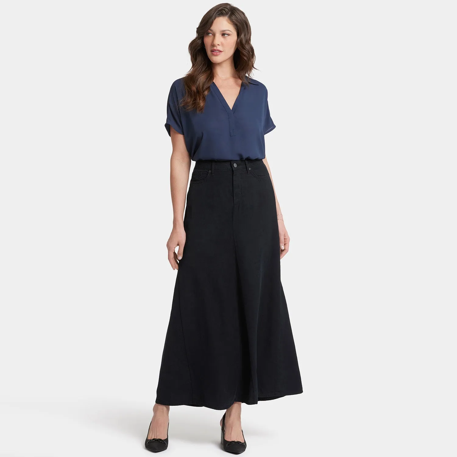 5 Pocket Maxi Skirt   - Overdye Black