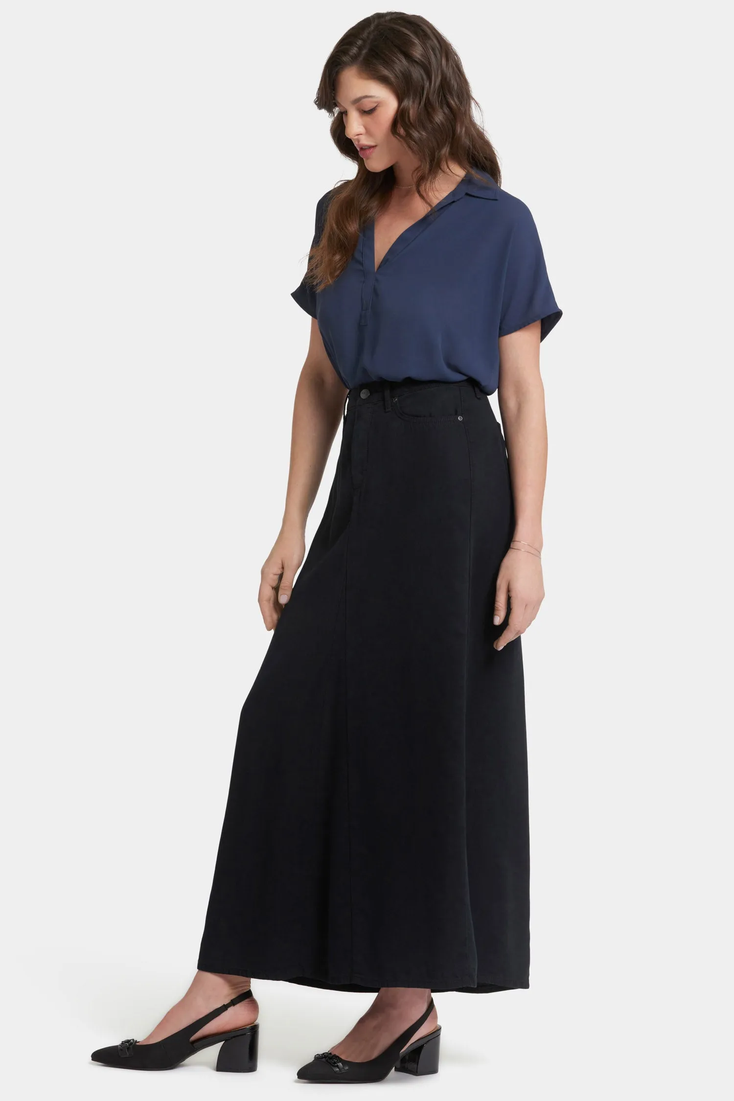 5 Pocket Maxi Skirt   - Overdye Black