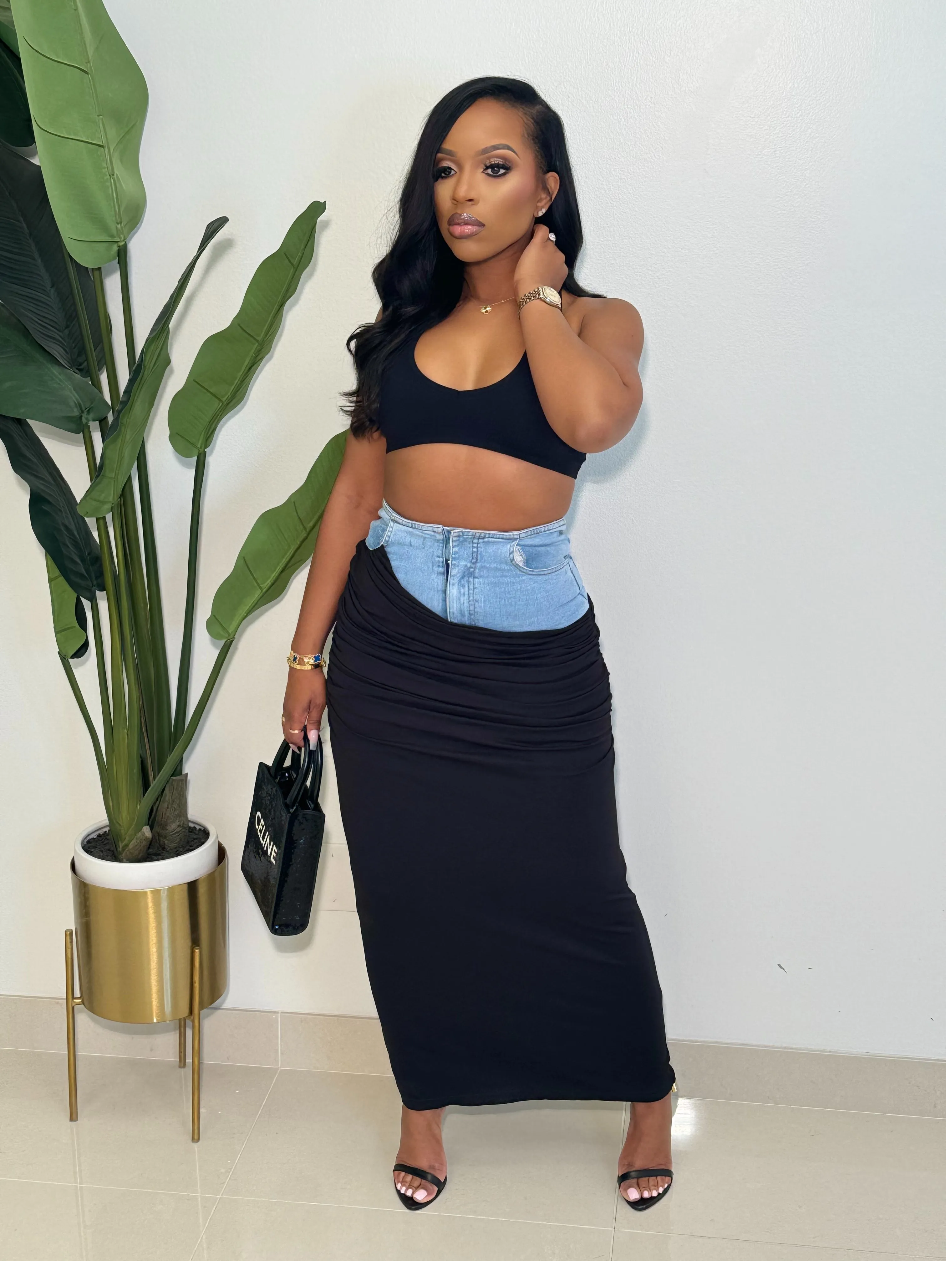 Addison Skirt (denim/black)