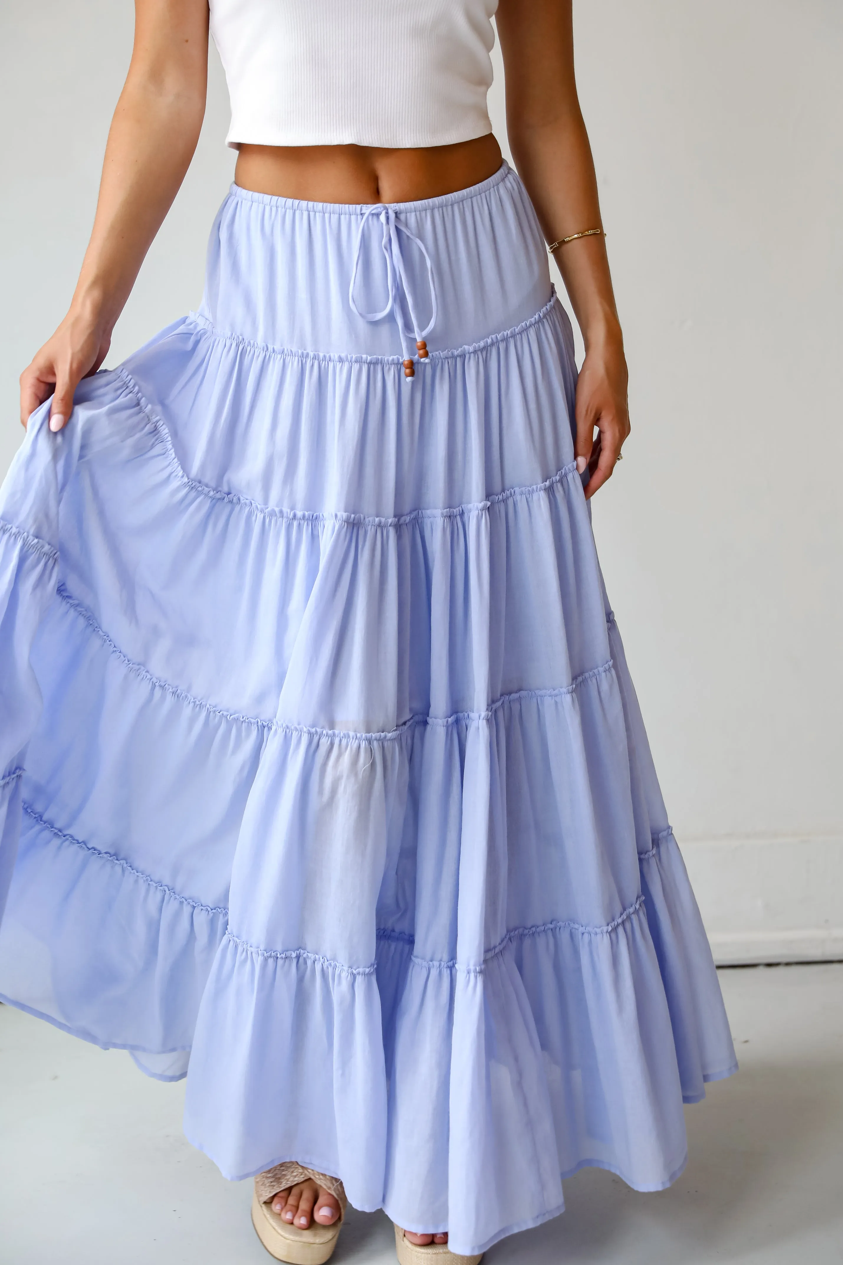 Adorable Lifestyle Periwinkle Tiered Maxi Skirt