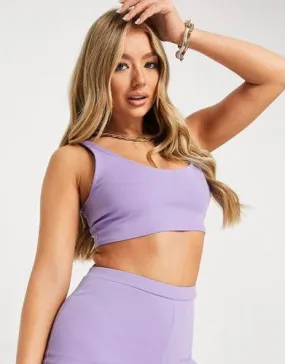 Asos Design Jersey suit crop top &  skirt with split detail in lilac purple