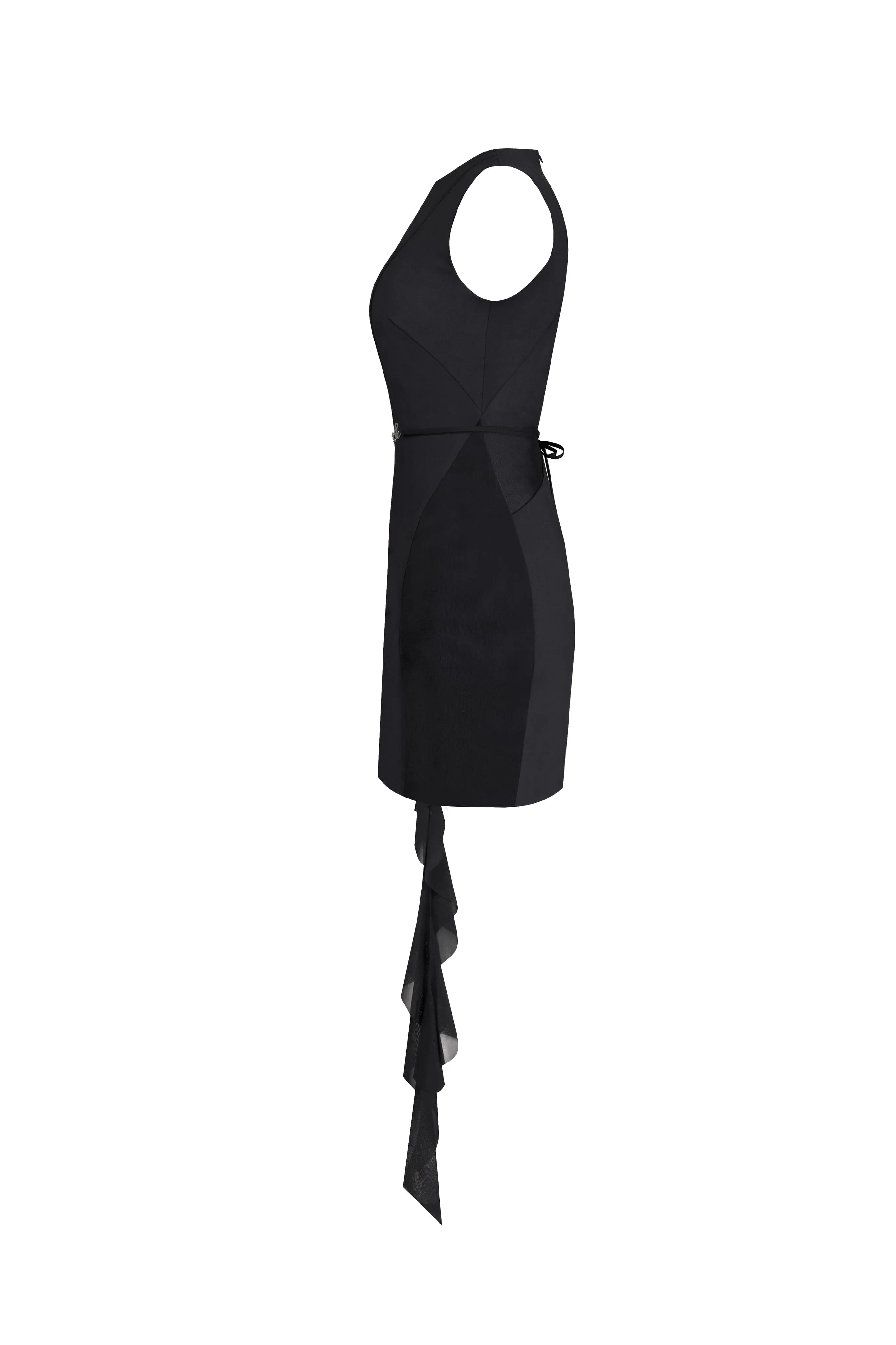 Astonishing one-shoulder mini dress with sheer inserts in black, Xo Xo