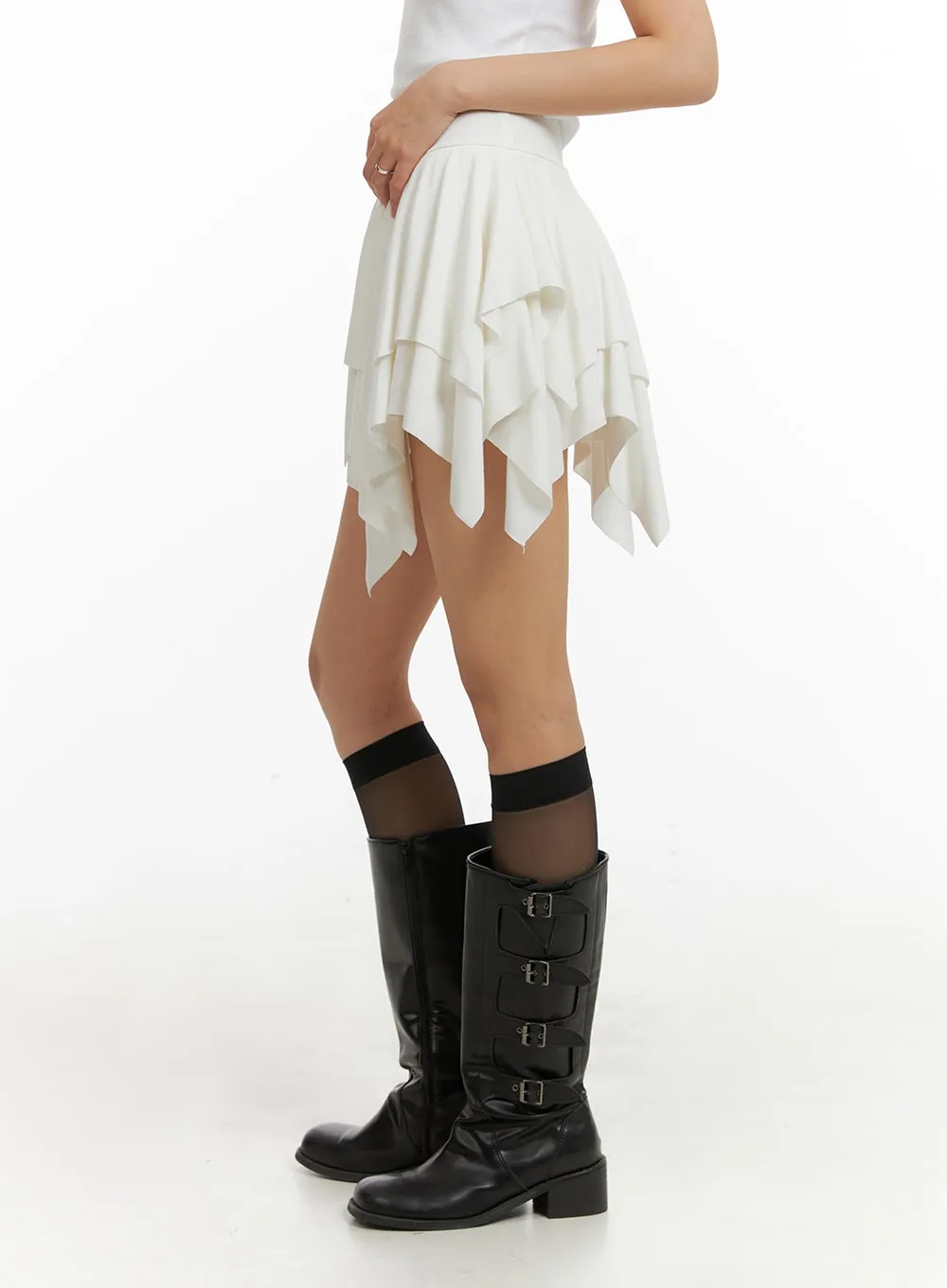 Asymmetrical Ruffle Mini Skirt IA417