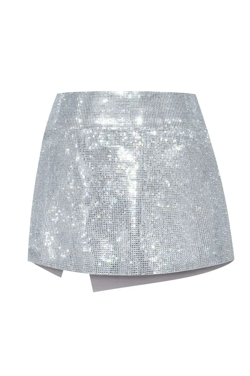 BARCODE MIRROR WRAP MINI SKIRT