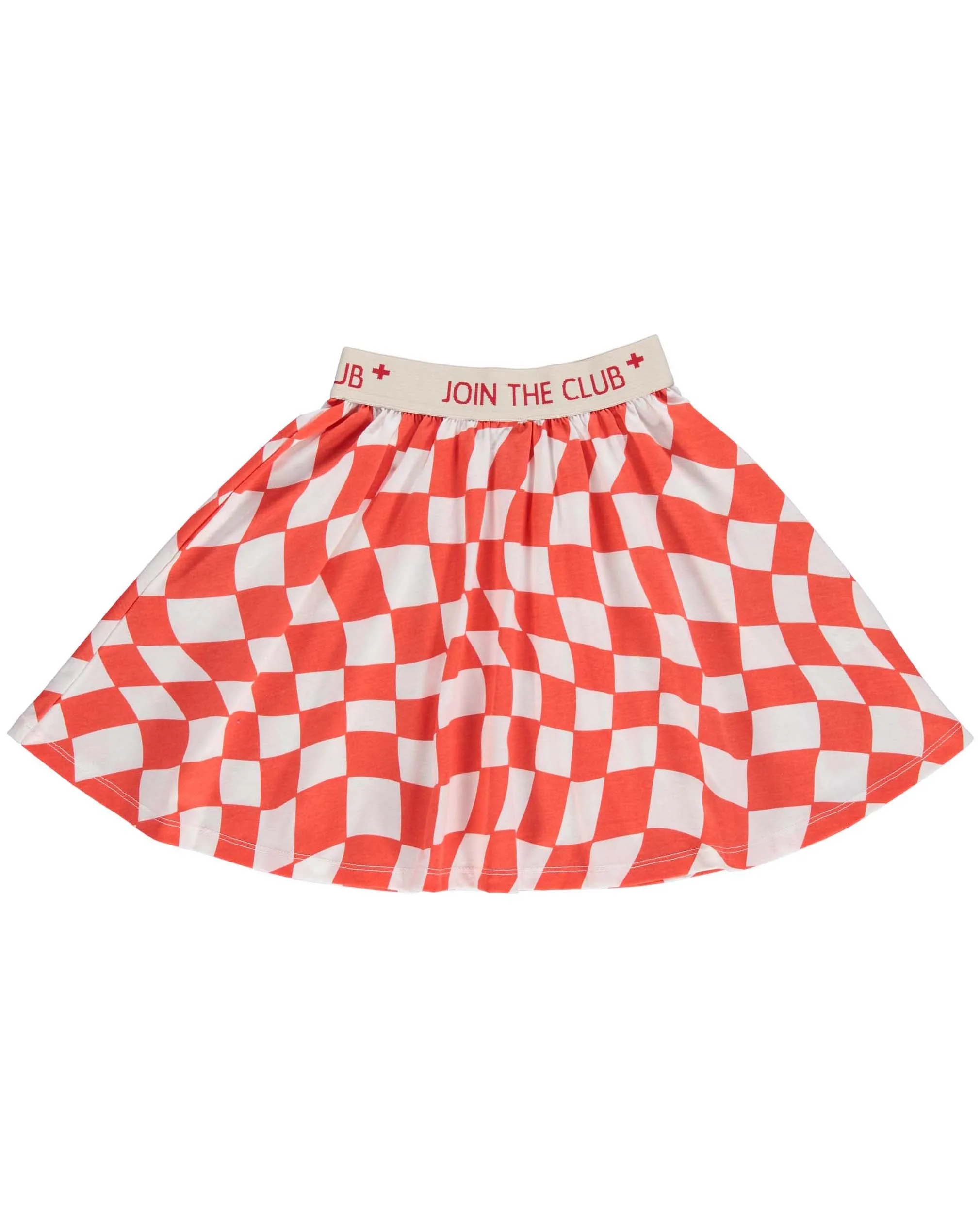 BEAU LOVES  Open Swimming Red Orange Check Circle Skirt