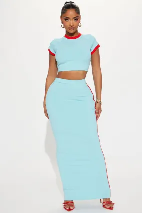 Belle Snatched Skirt Set - Turquoise/combo