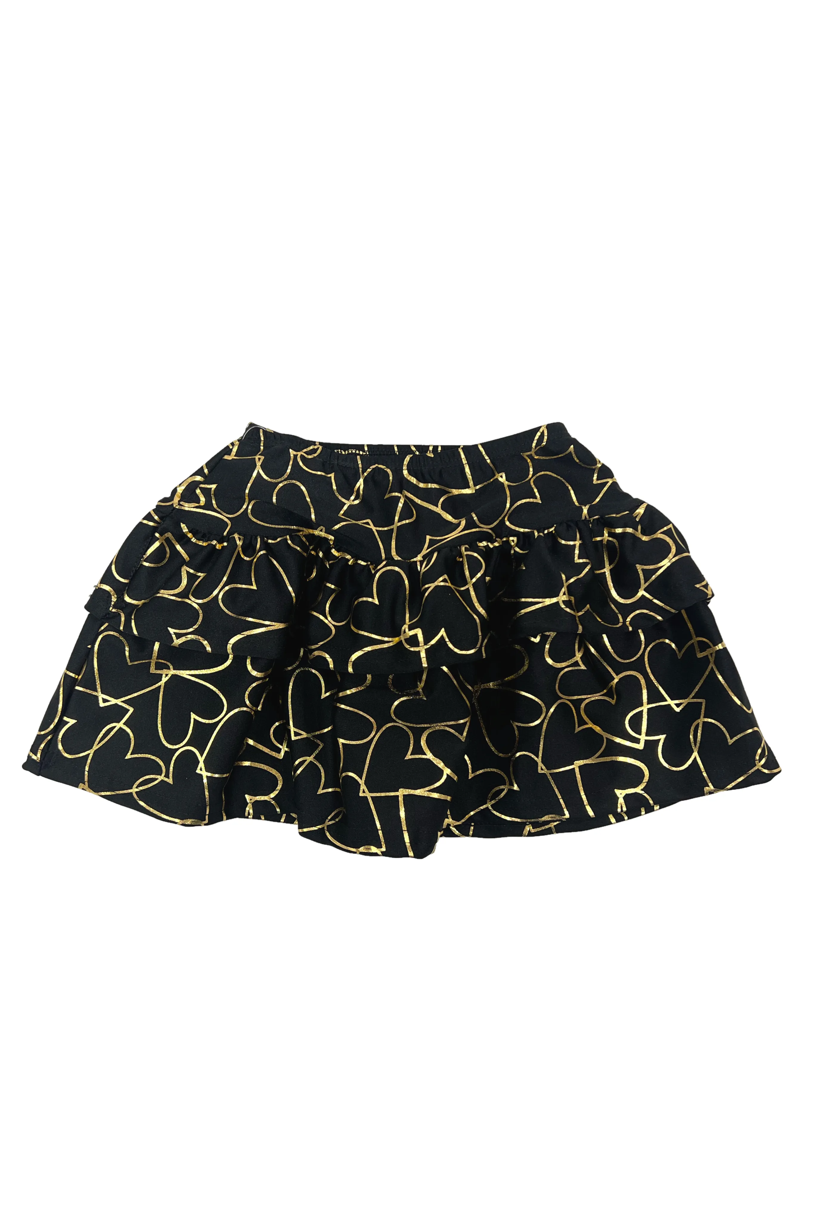 Black Gold Lame Heart Skirt