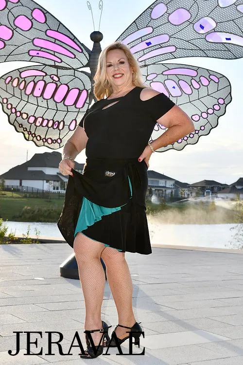 Body Positive Drest Couture Reversible Black or Teal Latin Practice Wrap Skirt US Sizes 4-22 PRA 1099 in Stock