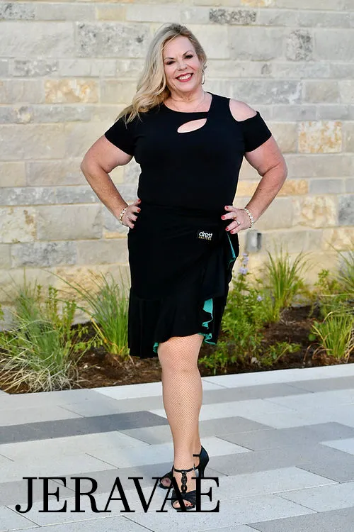 Body Positive Drest Couture Reversible Black or Teal Latin Practice Wrap Skirt US Sizes 4-22 PRA 1099 in Stock