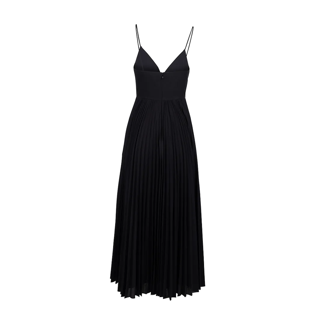 Bralette-Style Maxi Dress with Pleated Skirt