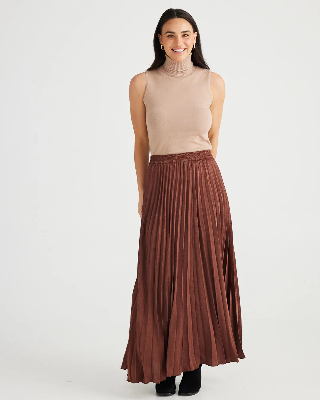 Brave & True Alias Pleated Skirt Cocoa