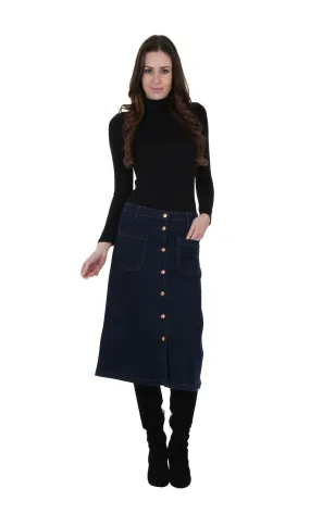 Button Front Denim Midi Skirt - Size 8 only