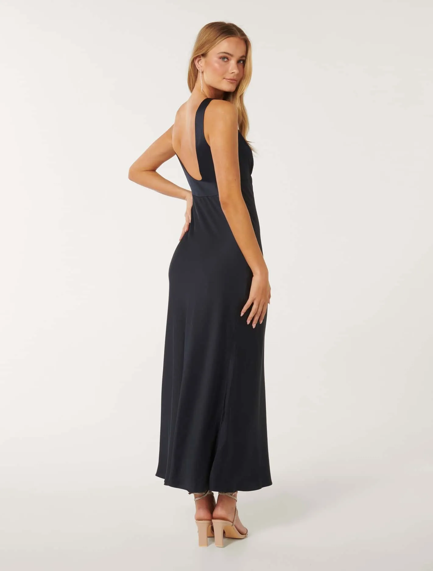 Cameron V Neck Satin Maxi Dress