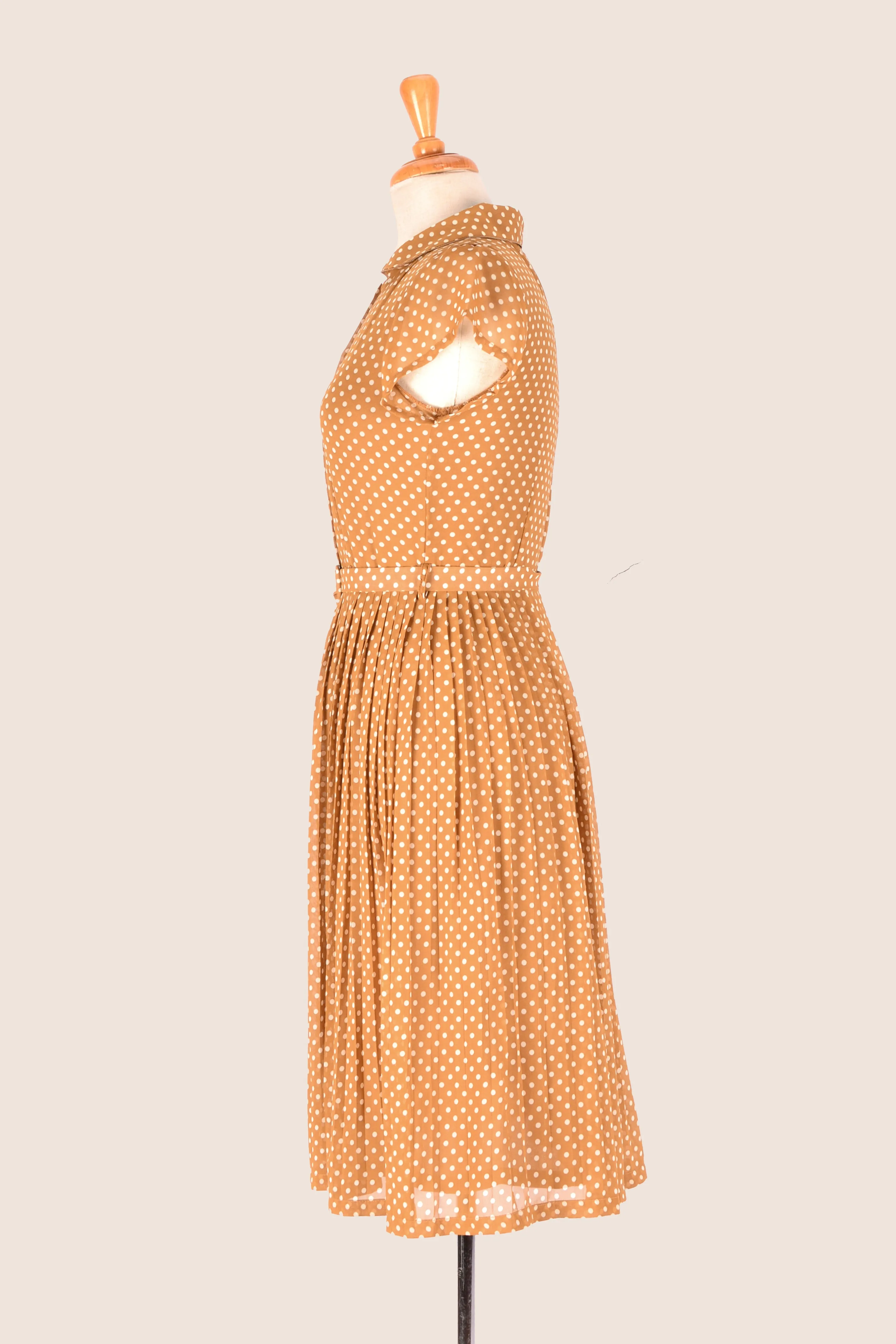 Camille Bronze & Cream Polka Dot Dress