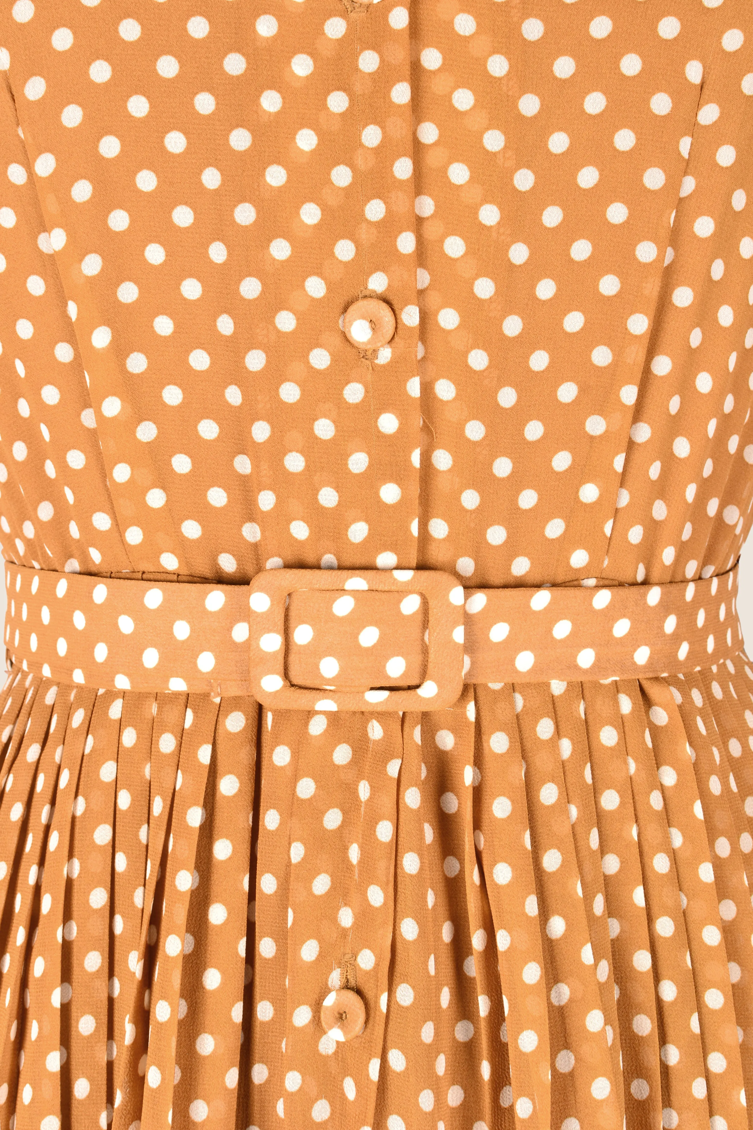 Camille Bronze & Cream Polka Dot Dress