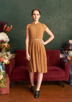 Camille Bronze & Cream Polka Dot Dress