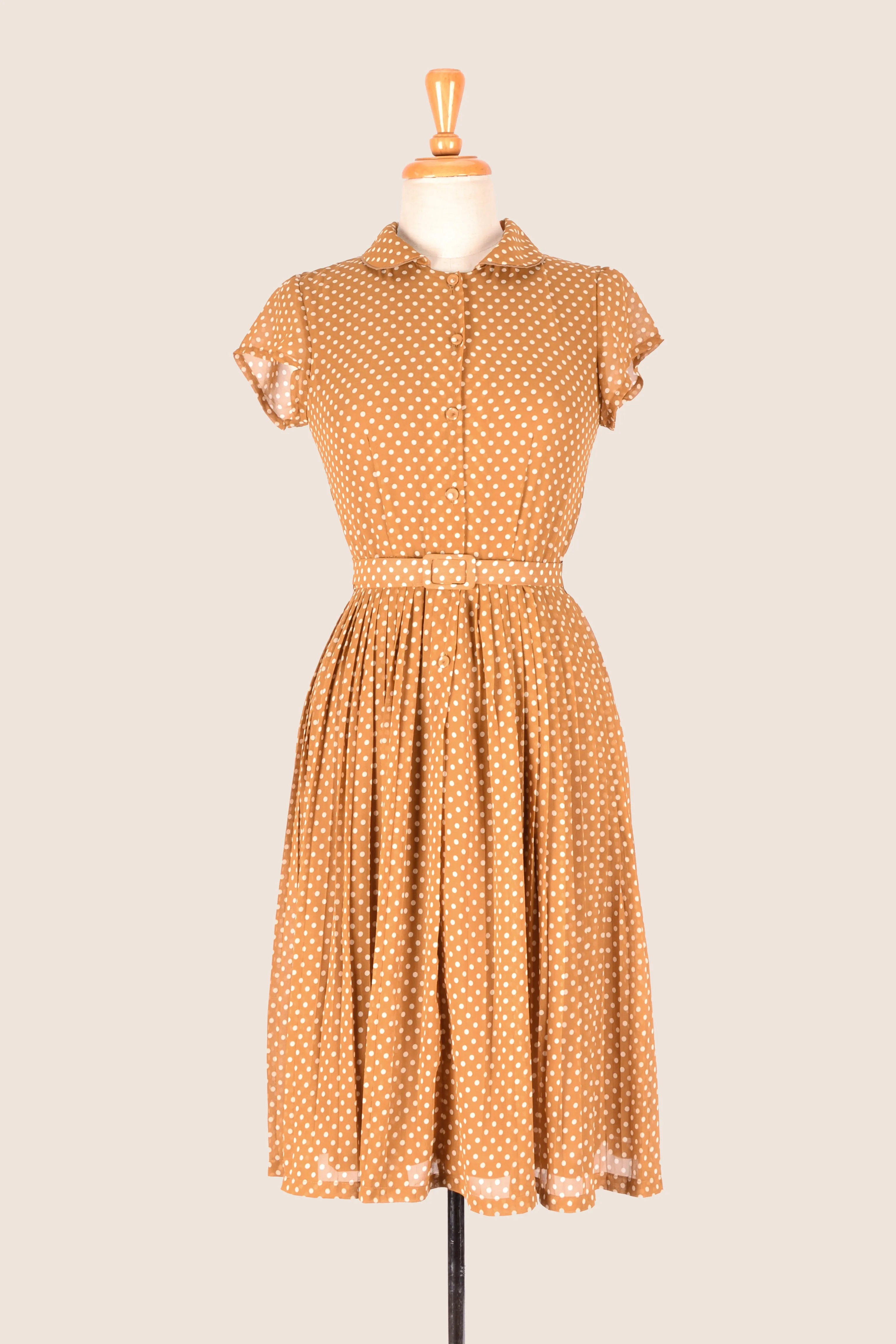 Camille Bronze & Cream Polka Dot Dress