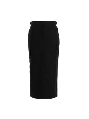 Cargo Skirt Midi in Black