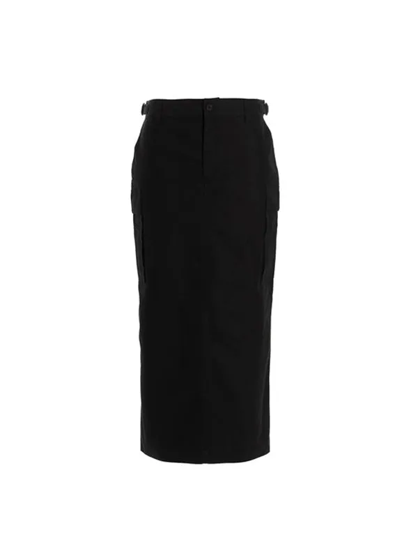 Cargo Skirt Midi in Black