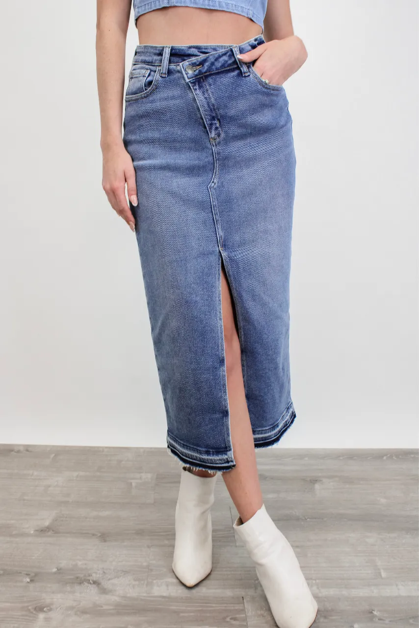 Carry On Denim Midi Skirt