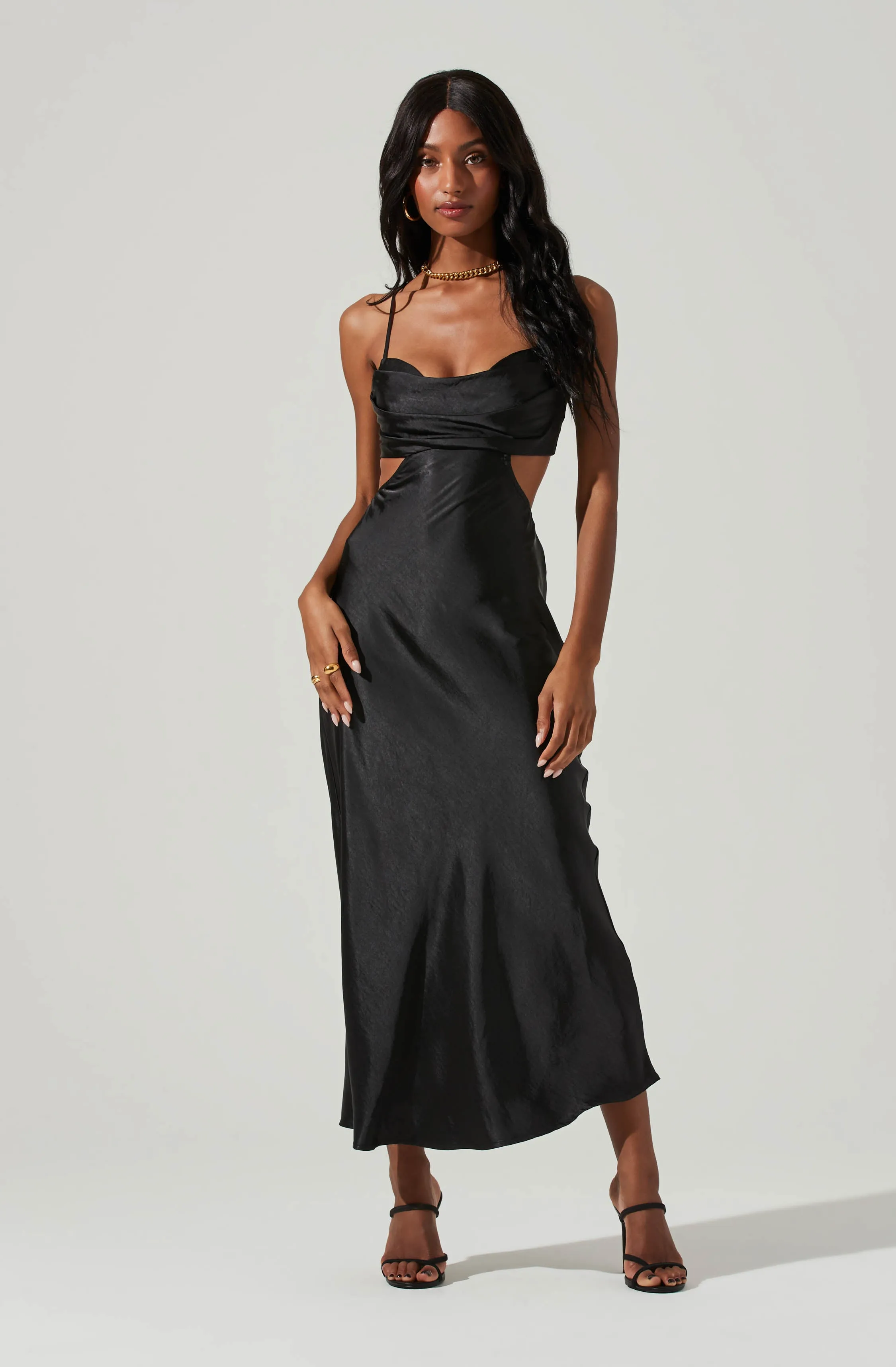 Colette Satin Cutout Midi Dress