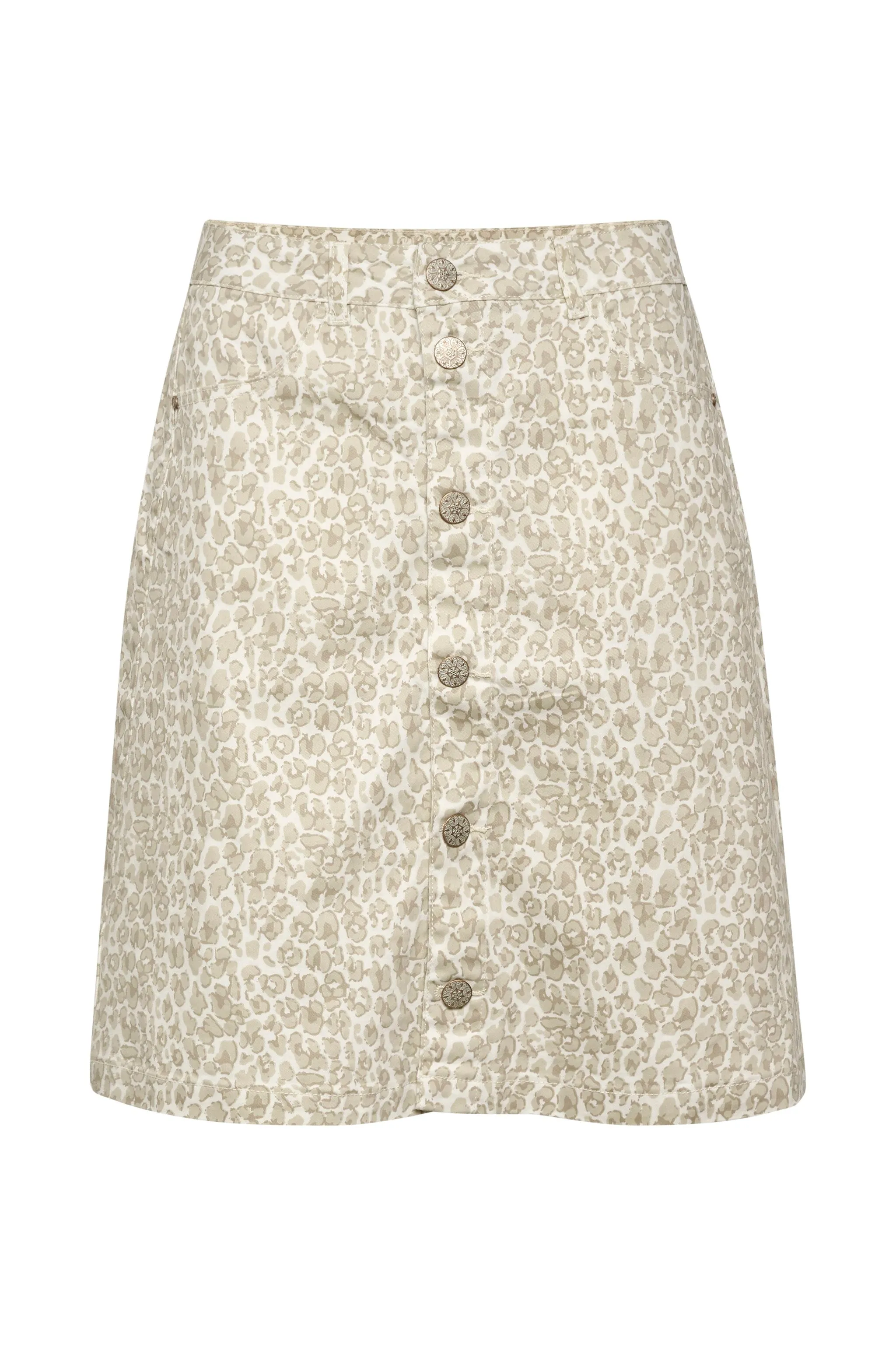 Cream Alma Skirt - Cobblestone Leopard