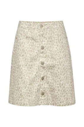 Cream Alma Skirt - Cobblestone Leopard