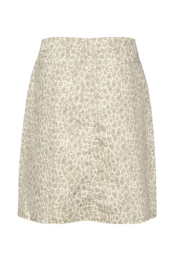 Cream Alma Skirt - Cobblestone Leopard