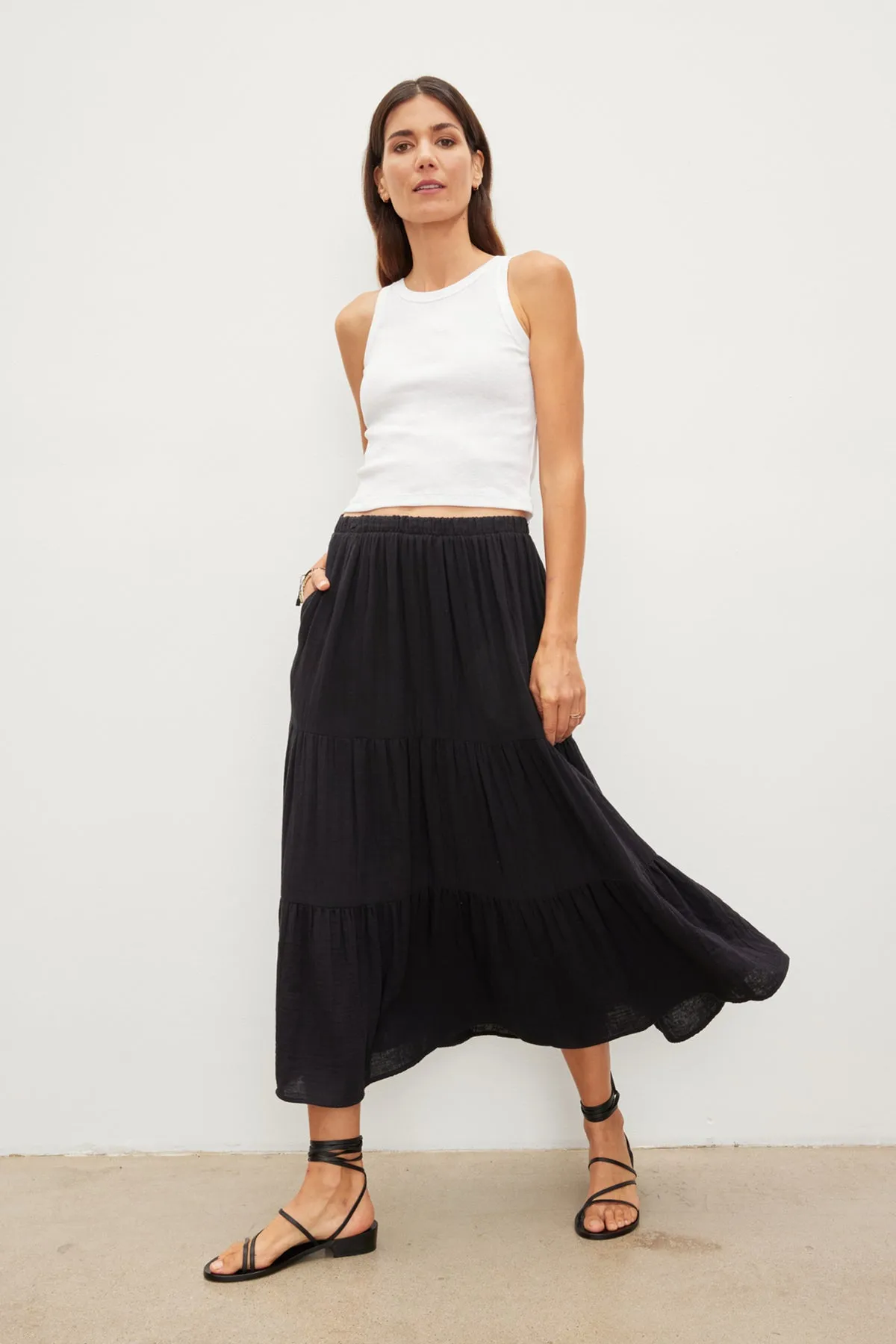 DANIELLE COTTON GAUZE TIERED SKIRT