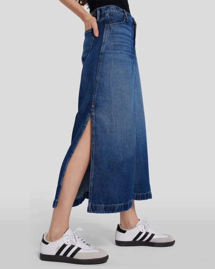 DENIM LUSTRE MIDI SKIRT (WAYNE) - 7 FOR ALL MANKIND