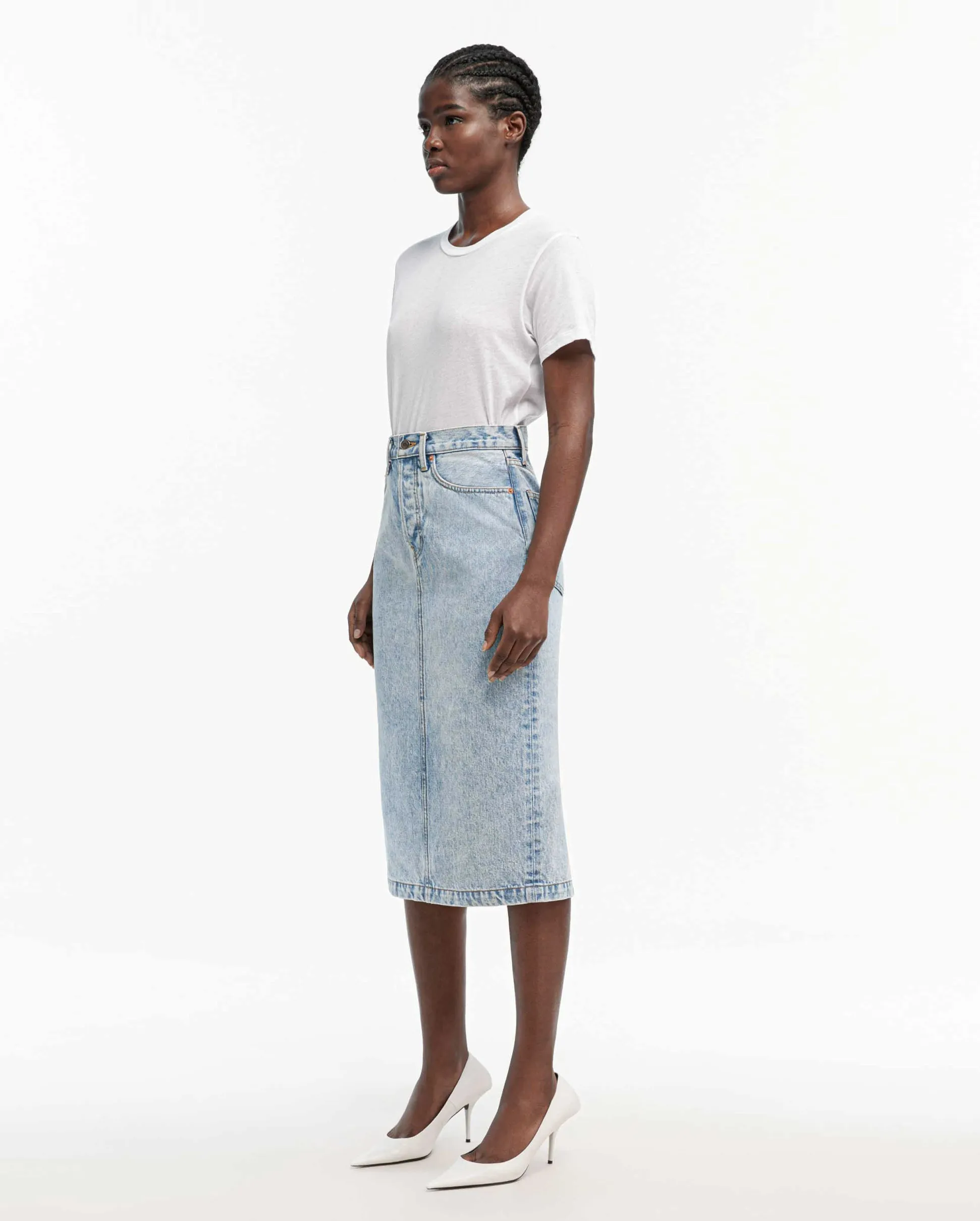 DENIM MIDI SKIRT / BLUE