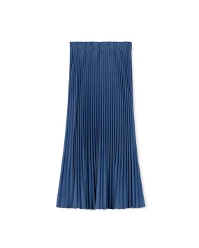 Denim Pleated Stitch Detail Skirt