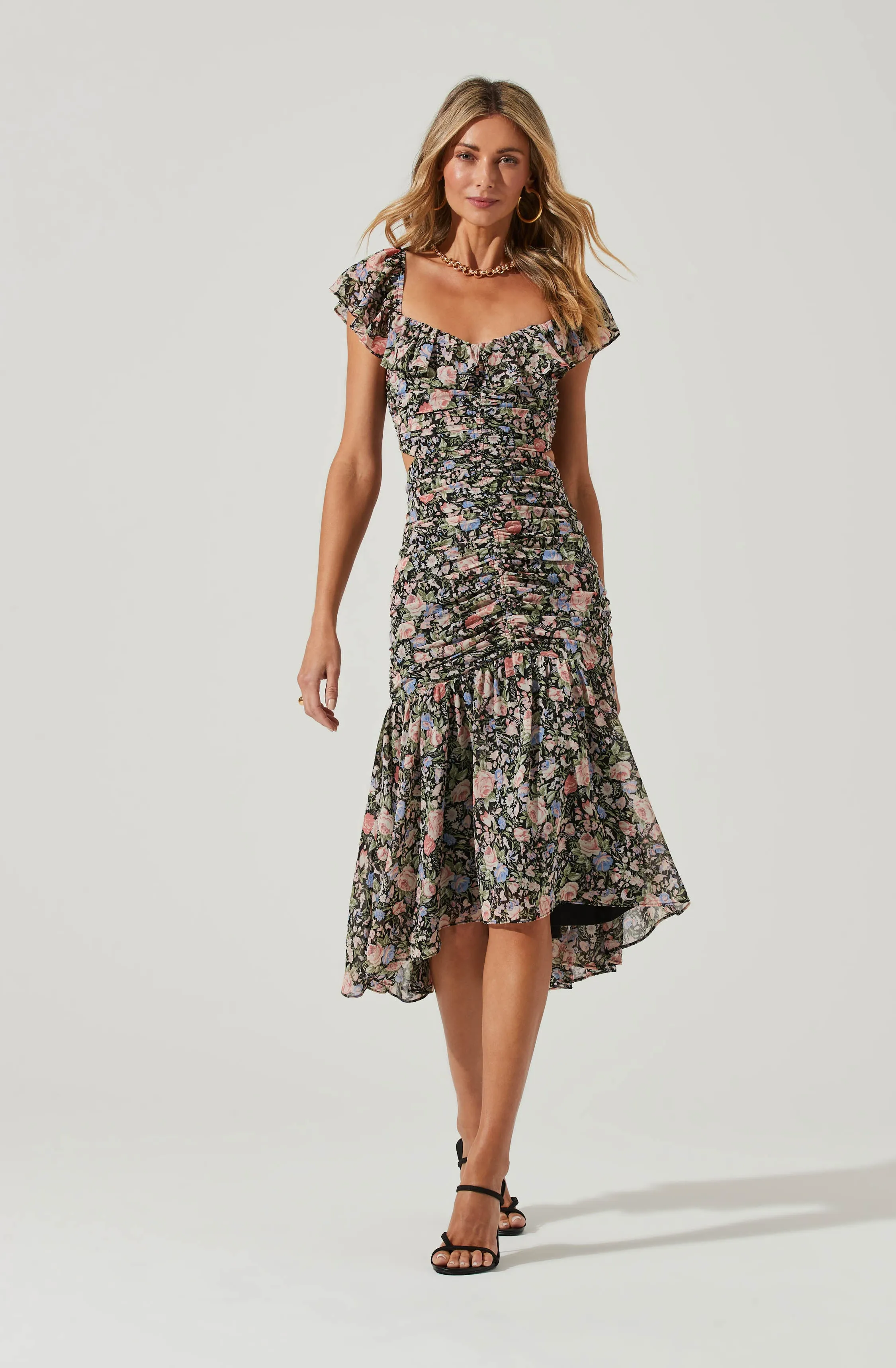 Devereaux Cutout Floral Midi Dress