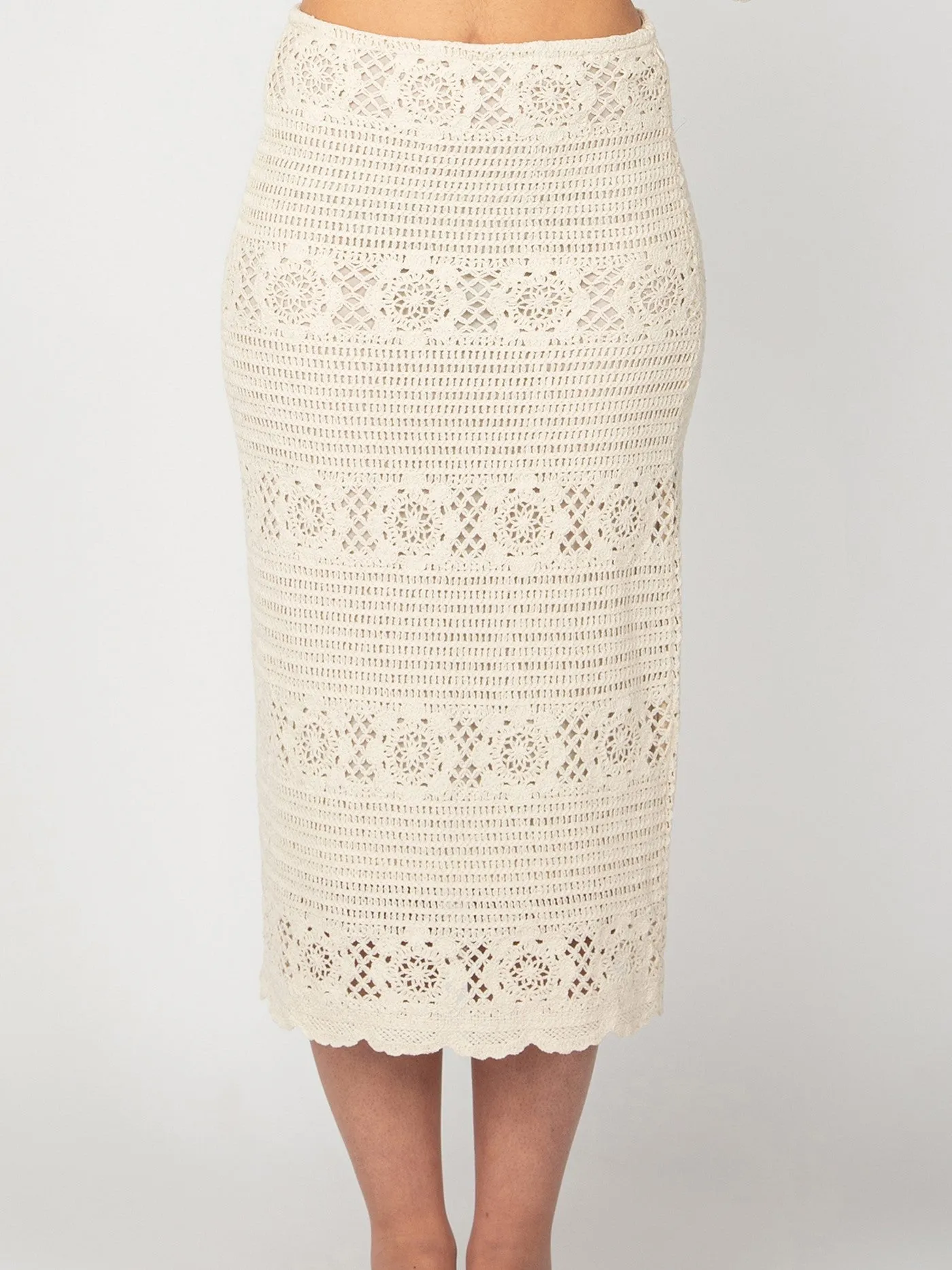 DEX Crochet Long Sleeve Top and Midi Skirt Set