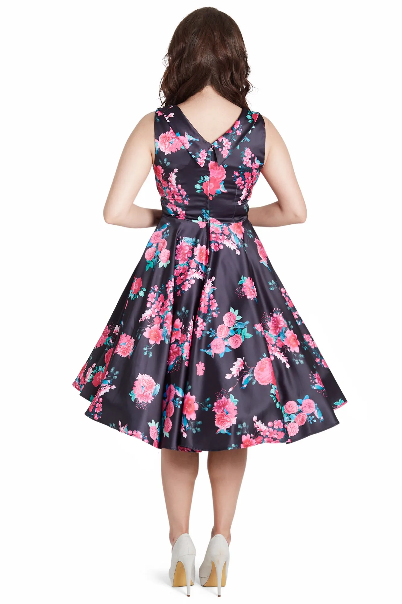 Dolly And Dotty 1950's Vintage Jive Dress In Black Floral