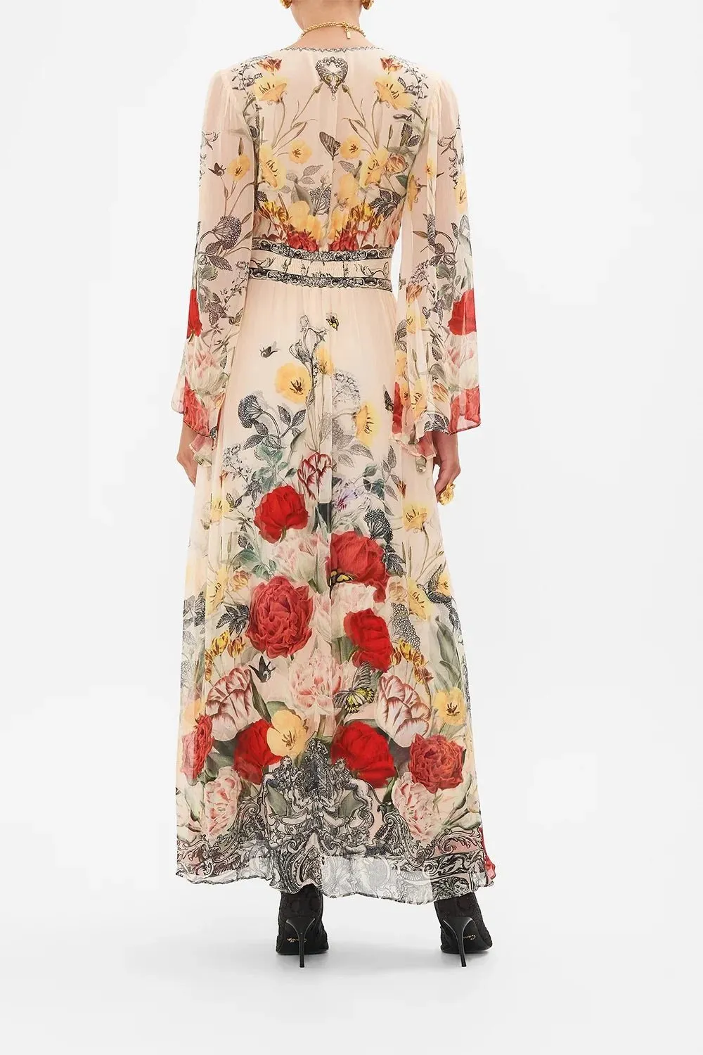 Elegant Silk Floral Maxi Dress