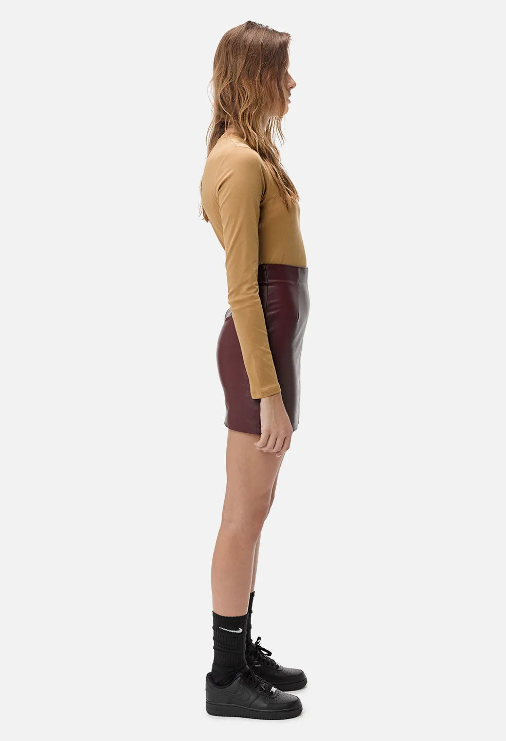 Elise Leather Skirt / Burgundy