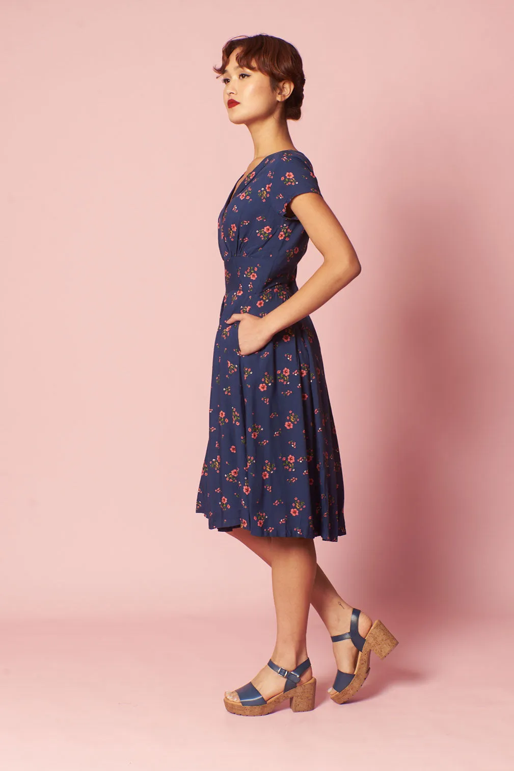 Enchanted Navy Cherry Blossom Dress