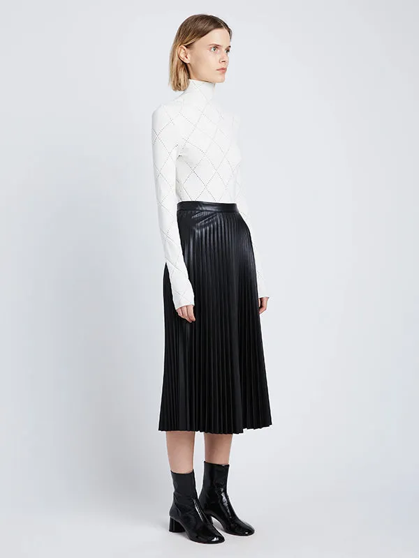 Faux Leather Pleated Skirt in Black