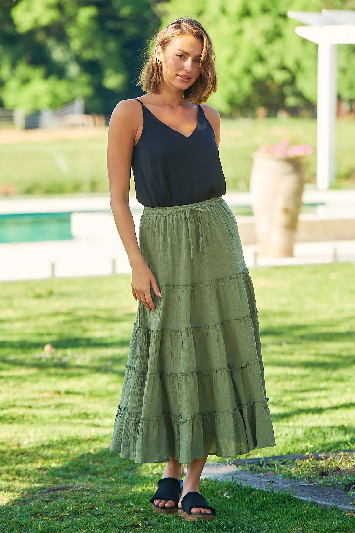 Felicity Khaki Maxi Skirt