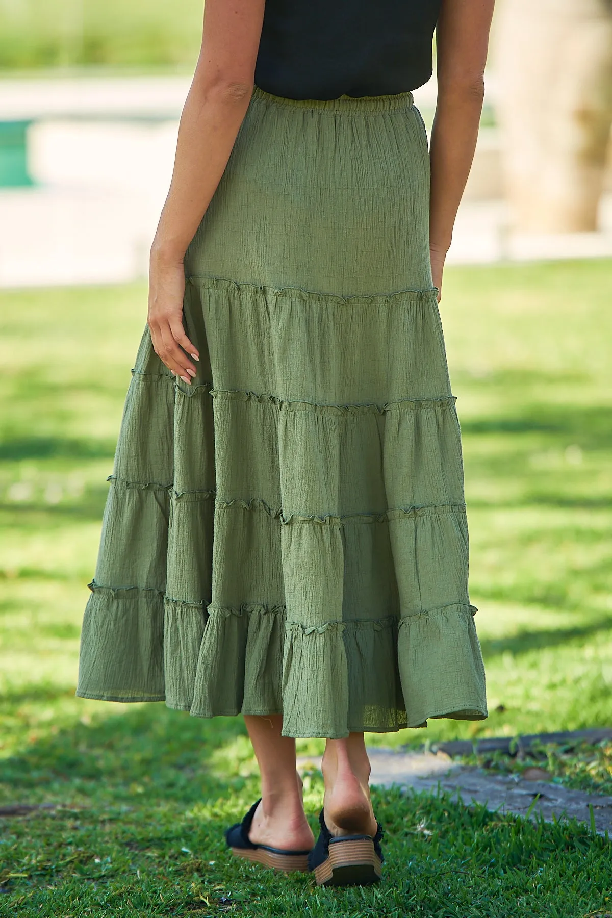 Felicity Khaki Maxi Skirt