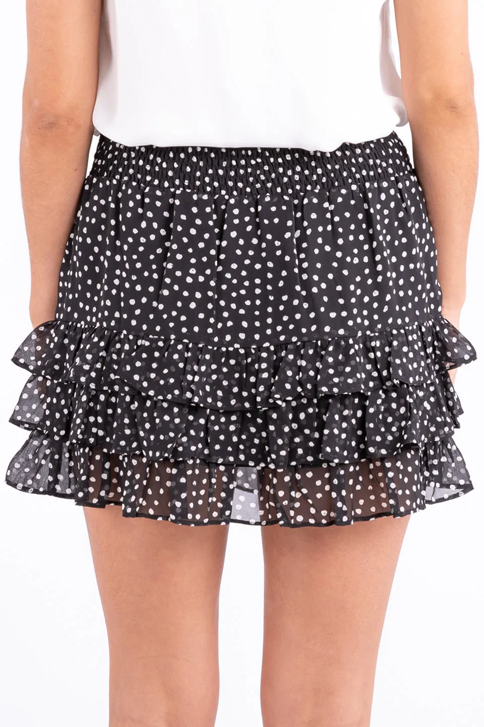 Fiesta Black Spot Shirred Mini Skirt