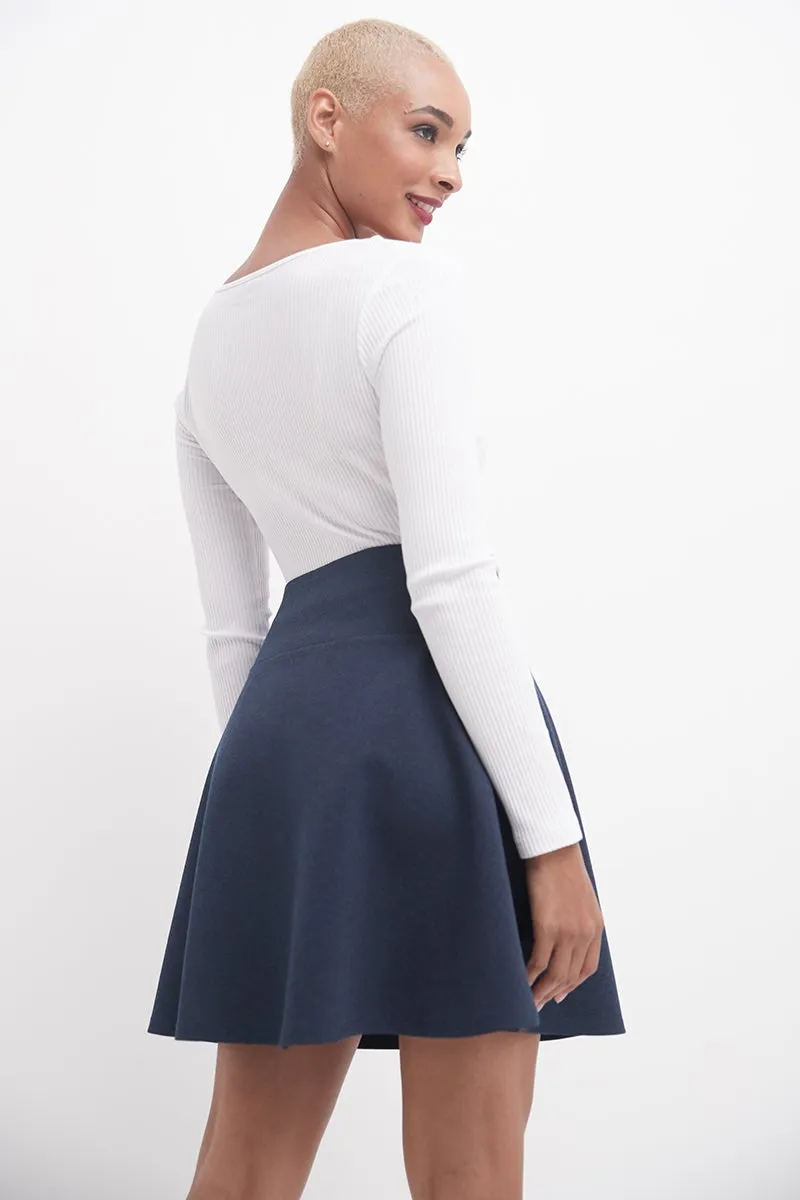 Fit-And-Flare Skirt with Wide Waistband