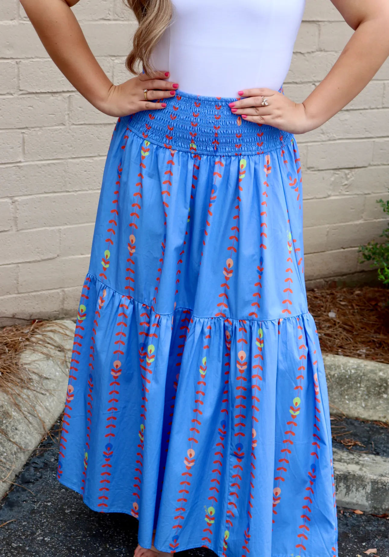 Floral Vine Maxi Skirt | Blue