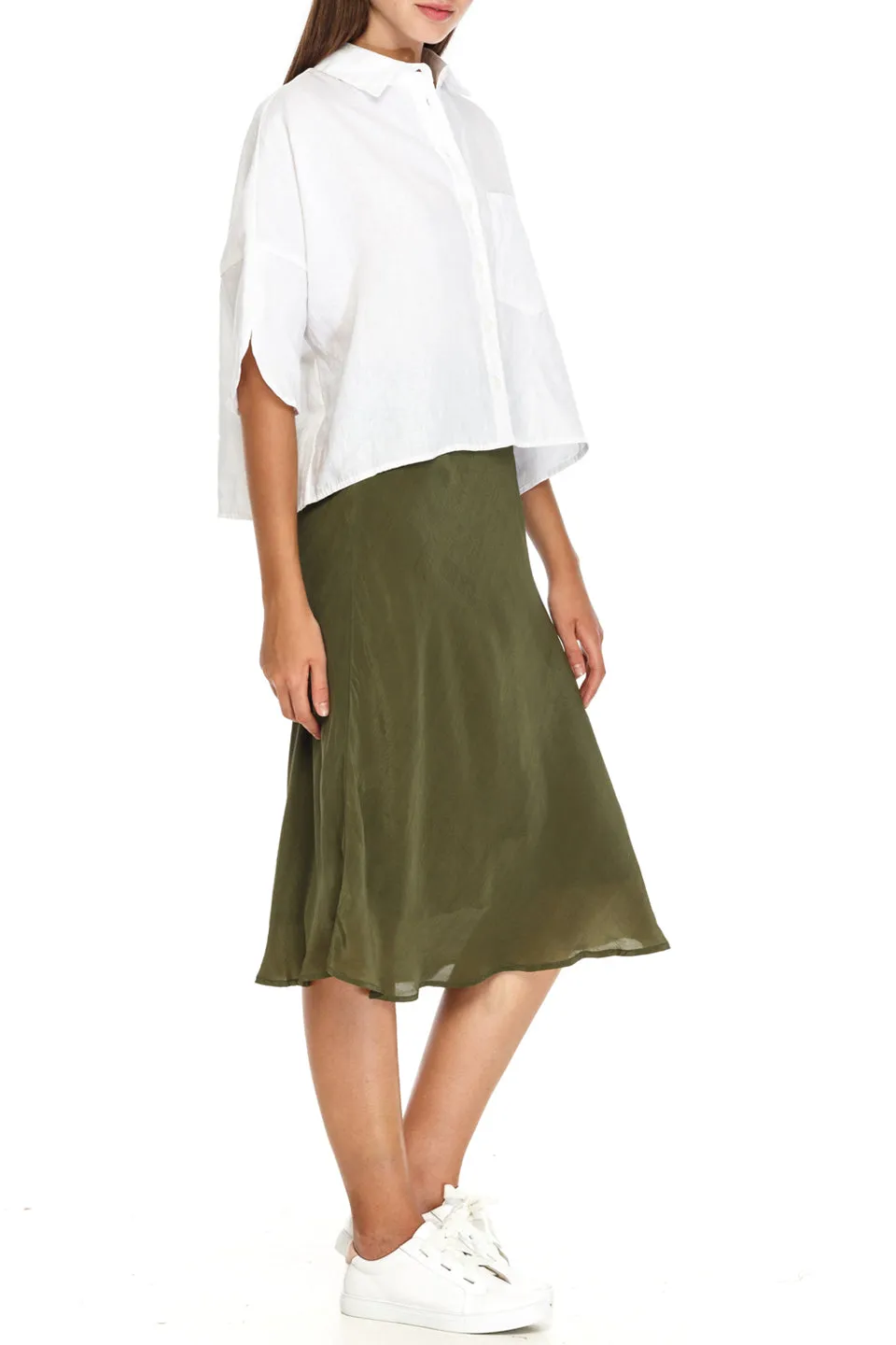 Friday Midi Slip Khaki Skirt