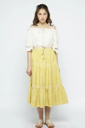 Gabby Gingham Flare Skirt in Honey