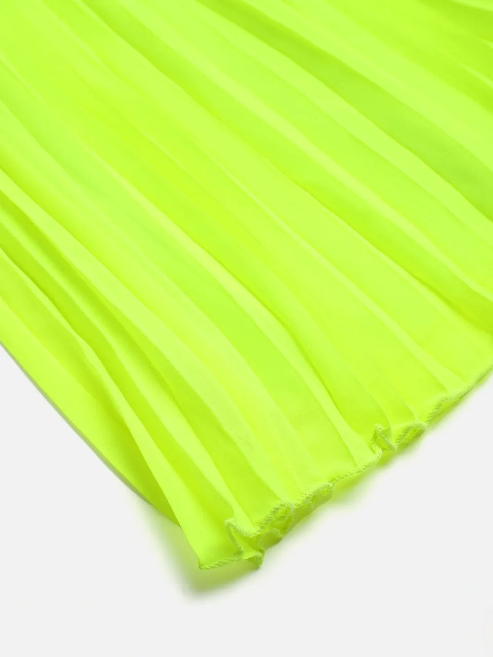 Girls Neon Green Pleated Skirt